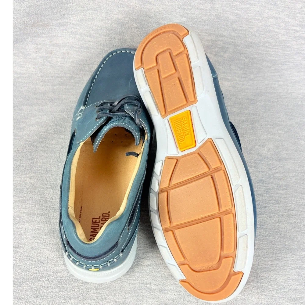 Samuel Hubbard New Endeavor Boat Shoes Mens 9.5 M Driftwood Blue Leather Slip On